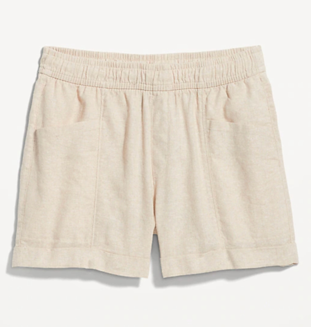Old Navy High-Waisted Linen-Blend Utility Shorts Plus Size 4X Tan Lightweight